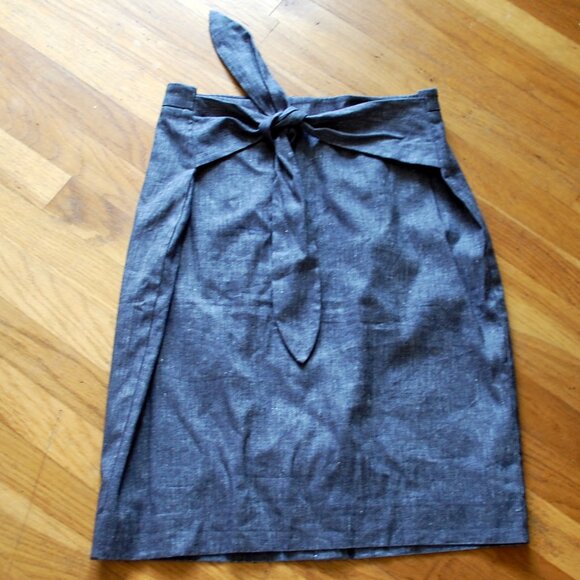 ANN TAYLOR DENIM Pencil SKIRT WITH SASH WAIST TIE - Picture 1 of 4